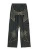 American Retro Multi Pocket Star Raw Edge Jeans For Men And Women Trendy Loose Washed Distressed Wide Leg Pants Summer_mkmklike.com