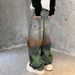 Men's Distressed Washed Denim Jeans - 90s Grunge Streetwear With Splatter Paint & Straight-Leg Cut_mkmklike.com