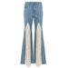 Cross-border Foreign Trade Women's Clothing: Lace Splicing, Color-blocking, Vintage Bell-bottom Pants, Versatile And_mkmklike.com