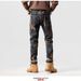 In Stock 2023 Autumn New Street Fashion Men's Jeans Fashionable Personality Embroidery Slim Fit Mid-Waist Pants Trendy_mkmklike.com
