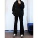 Pure Black Stretch Flared Jeans for Men High Street Style Vibe American Cleanfit Slim Fit Straight Leg Pants_mkmklike.com