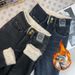 Extra Thick Northeast Fleece-Lined Cotton Outdoor Wear, High-Waisted Thickened Jeans For Women, Winter Lamb Wool_mkmklike.com