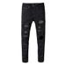 Men's Clothing American Style Ripped Jeans Men's Trendy Brand Trousers Diamond Studded Slim Black High Street Men's Trousers 565_mkmklike.com