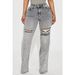 High Waisted Distressed Washed Wide Leg Jeans For Women Style BAGGY Straight Leg Denim_mkmklike.com