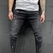 Men's Clothing Ripped Print Jeans Paint Stretch Small Foot Jeans_mkmklike.com