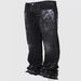 2025 Fashion Men's Clothing New Cowboy Pants Men's Straight Jeans Fashion Ins Hot Elastic Embroidery Straight Jeans_mkmklike.com