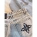 Women's Clothing Old Washed Embroidered Raw Edge Denim Shorts Summer New High Waist Straight Tube Sweet Hot Girl Word Hot Pants_mkmklike.com