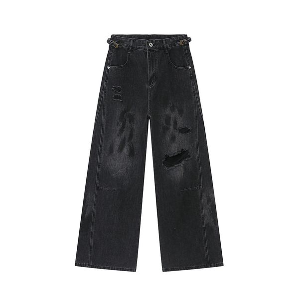 EF JEANS | 2024 New Product, Old, Broken Holes And Dirty Prints On European And American Streets, Straight Tube Loose Mopping Jeans Tide_mkmklike.com