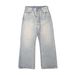 Men's Clothing Menswear | 25AW Kanglong Cream Ice Blue Pleated Washed A Line Straight Wide Leg Light Blue Jeans_mkmklike.com