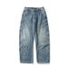 Distressed High-Waisted Baggy Jeans For Men – Vintage Washed Denim, Oversized Straight-Leg, Streetwear Drop-Crotch (Unisex, 90s Grunge Aesthetic)_mkmklike.com