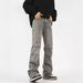 Men's & Women's Vintage Washed Distressed Jeans – High-Waisted Flared Pants With Raw Hem & Streetwear Style_mkmklike.com