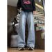 Light Blue American Retro Straight Leg Jeans Men's Clean Fit Slightly Flared Pants Spring Style Cool Sophisticated_mkmklike.com