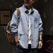 Large Size Men's Clothing New Ruffian Handsome Denim Shirt Men's Trendy Brand Plus Fat Plus Size Loose Fat Long Sleeve Shirt Men's Thin_mkmklike.com