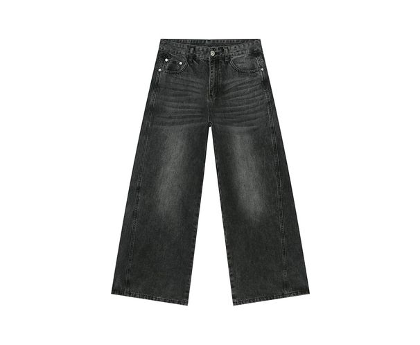 EF JEANS | 2025 Spring New American Casual Daily Black And Grey Wide Leg Mopping Washed Jeans_mkmklike.com