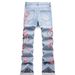 Men's Slightly Sexy Ripped Denim Jeans Street Style Plum Blossom Embroidered Non-Stretch Trousers European American Cross Border_mkmklike.com