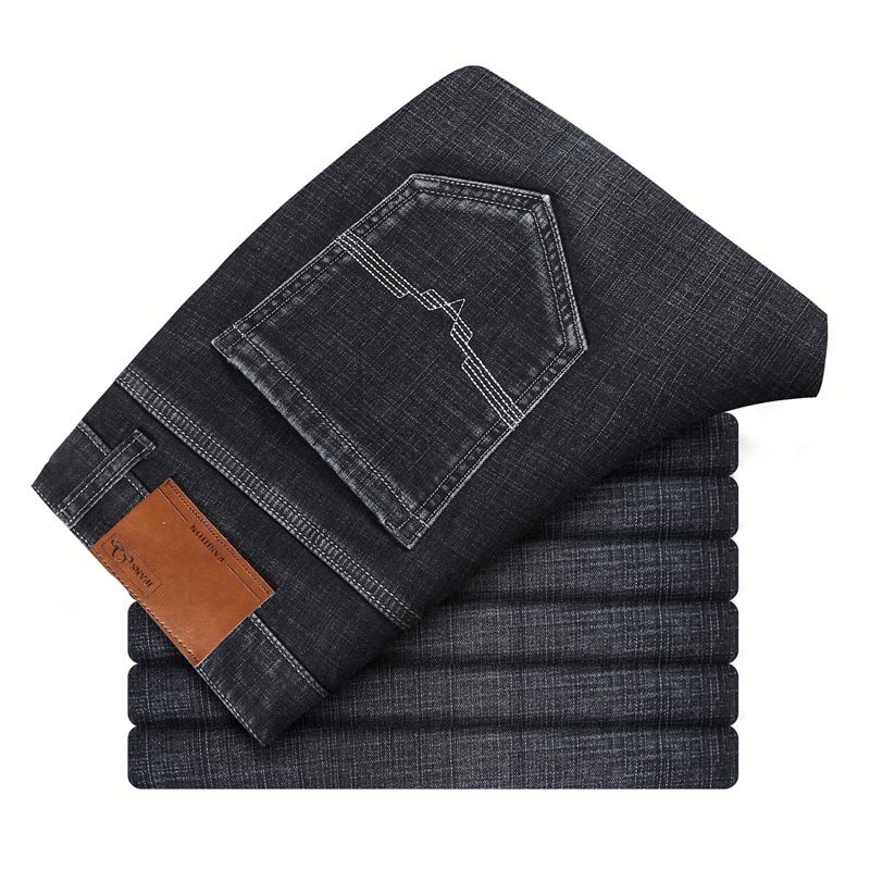 Guangzhou Xintang Jeans Men's Four Seasons Slim-fit Elastic Business Jeans Men's Fattened Plus Size Straight Pants_mkmklike.com