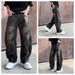 Men's Clothing American Trendy Brand Inverted Washed Ripped Jeans Men's New High Street Wide Leg Hip Hop Loose Machete Pants Men_mkmklike.com