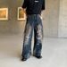 Men's Vintage Distressed Denim Pants - Oversized Baggy Jeans With Frayed Hem & Streetwear Aesthetic (S-3XL, Washed Blue)_mkmklike.com