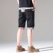 2023 Summer New Embroidered Distressed Men's Black Denim Korean Style Trendy Mid-Waist Five-Point Shorts For Men_mkmklike.com
