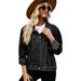Trendy Slim-Fit Washed Denim Jacket For Women - Short Length, Removable Hood, Streetwear Style_mkmklike.com