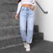 Women's High-Waisted Rhinestone Embellished Jeans – Trendy Straight-Leg Denim Pants For Streetwear & Casual Chic_mkmklike.com