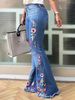 K New High Elasticity Embroidered Flared Jeans For Women_mkmklike.com