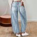 Women's Clothing Retro Banana Pants Loose Machete Trousers Wide Leg Pants Mid Waist Straight Jeans For Women_mkmklike.com