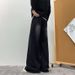 Men's Trendy High Street Workwear Jeans Drawstring Elastic Waist Loose Wide Leg Floor Length Pants Blue Spring Summer_mkmklike.com
