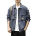 Pulse Pulse Spring Autumn Retro Workwear Denim Men's Fashion European And American Korean Style Trendy Versatile Large Pocket Loose_mkmklike.com