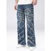 Men's Dark Blue Non-Stretch Loose Fit Jeans Retro High Street Style Trendy Flared Pants_mkmklike.com