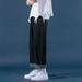 Men's Straight Leg Jeans Loose Fit Korean Style Wide Leg Floor Length Dad Pants Autumn Trendy Clothing_mkmklike.com