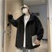 Men's Baseball Spring Autumn Japanese Retro Trendy BF Casual Loose Solid Color Versatile Hooded Jacket Cardigan_mkmklike.com