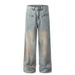 Post-Industrial Vintage Dirty Jeans For Men High Street Punk Ripped Personality Pocket Design Wide-Leg Straight Long_mkmklike.com