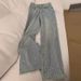 plus Size High-Waisted Wide Leg Jeans Light Wash Rhinestone Embellished Loose Fit Floor-Length Straight Denim For Women_mkmklike.com