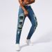 Men's Clothing Men's Ripped Jeans, Patch Men's Hip Hop Street Trend Youth Denim Trousers Tik Tok Cross Border Jeans_mkmklike.com
