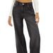 Women's Clothing cat whiskers and maliu loose wide leg jeans for women solid color casual versatile denim trousers_mkmklike.com