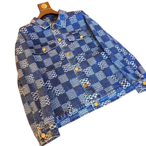 Autumn And Winter New Personality Jacquard Men's Denim Jacket Fashion Loose Ins Checkerboard Casual Versatile Jacket_mkmklike.com