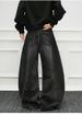 Vintage Distressed Denim Jeans – Oversized Relaxed Fit With Raw Hem & Ripped Details (S-3XL, Unisex Streetwear)_mkmklike.com