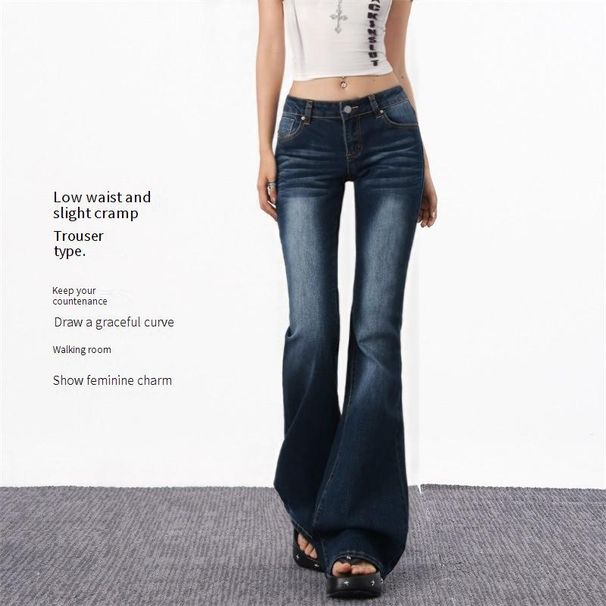 American Vintage Flare Jeans For Women – Low-Rise Stretchy Bootcut Denim Pants (XS-4XL, Retro Blue, 2025 Fall Trendy)_mkmklike.com