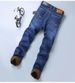 Men's Fleece-Lined Straight Leg Jeans - Winter Warm Casual & Business Trousers, Comfortable Stretch Denim For Work & Daily Wear_mkmklike.com