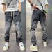 Men's Slim Fit Stretch Jeans - Comfortable Cotton Casual Pants For Everyday Wear (Black Grey, 28-36)_mkmklike.com