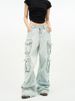 Pulse Style Multi-Pocket Jeans For Men, Niche Retro Blue Wide-Leg Cargo Pants, Couple's European And American Trendy Pants_mkmklike.com