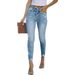 Women's Mid-Waist Skinny Jeans Stretch Denim Ripped Long Hot Girl Sexy Style_mkmklike.com