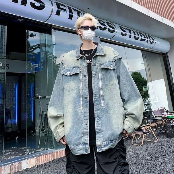 Washed Denim Jacket For Men, Retro Design, Niche Couple Style, High-end Jacket_mkmklike.com