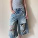 Men's Clothing High Street Old Washed And Worn Denim Shorts For Women Summer Street Loose Straight Leg Cropped Pants_mkmklike.com