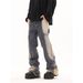 Nordmann European And American Vibe Jeans For Men Retro Irregular Patchwork Flared High Street Trend Loose Straight Casual Pants_mkmklike.com