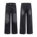 Men's American Style Retro Chic Rhinestone Patchwork Jeans Casual Comfortable Fit Denim_mkmklike.com