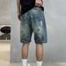 Men's Clothing Personalized Printed Denim 5 Point Pants New Summer Retro Hand Painted Graffiti Denim 5 Point Pants Street Casual Shorts_mkmklike.com
