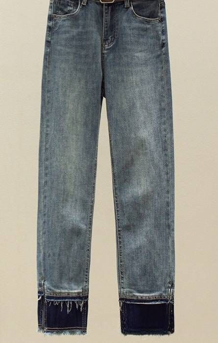 Women's Relaxed Straight Leg Jeans – Distressed Hem Cropped Denim Pants With Optional Belt, Comfortable & Stylish For Everyday Wear_mkmklike.com