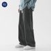 Muqiu Clothing ∣ Xintang Jean Men' Veratile Olid Color Looe Traight High Treet Elatic Wait Caual Wide Leg_mkmklike.com